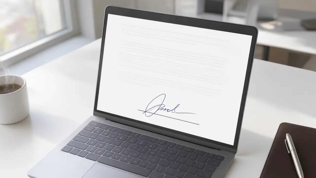 Illustration for A handwritten signature on a PDF